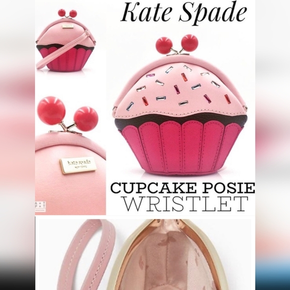 Kate Spade 🧁 Cupcake Posie Wristlet w/Kiss Lock+ Sparkling Cz Sprinkles 💎 🧁